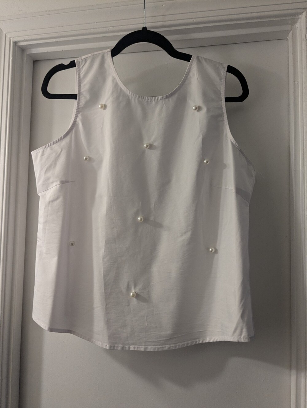 Pearl-Beaded Sleeveless Blouse